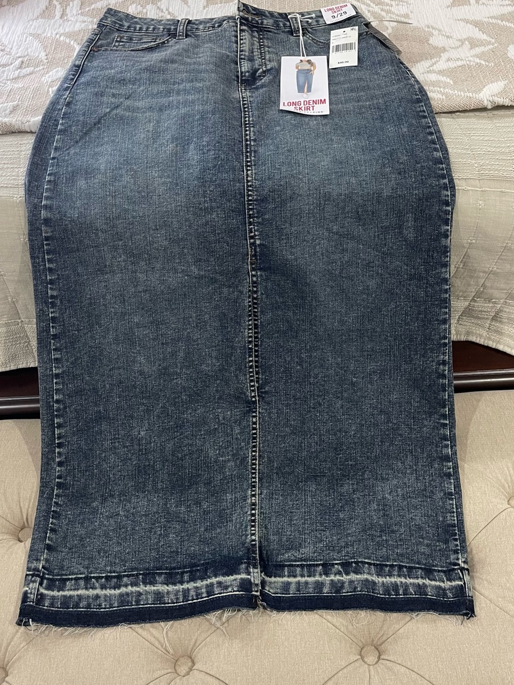 Celebrity Pink Long Denim Skirt - Faded Blue Wash